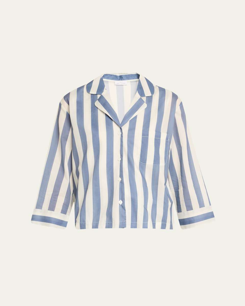 Sato Cropped Striped Cotton Pajama Set